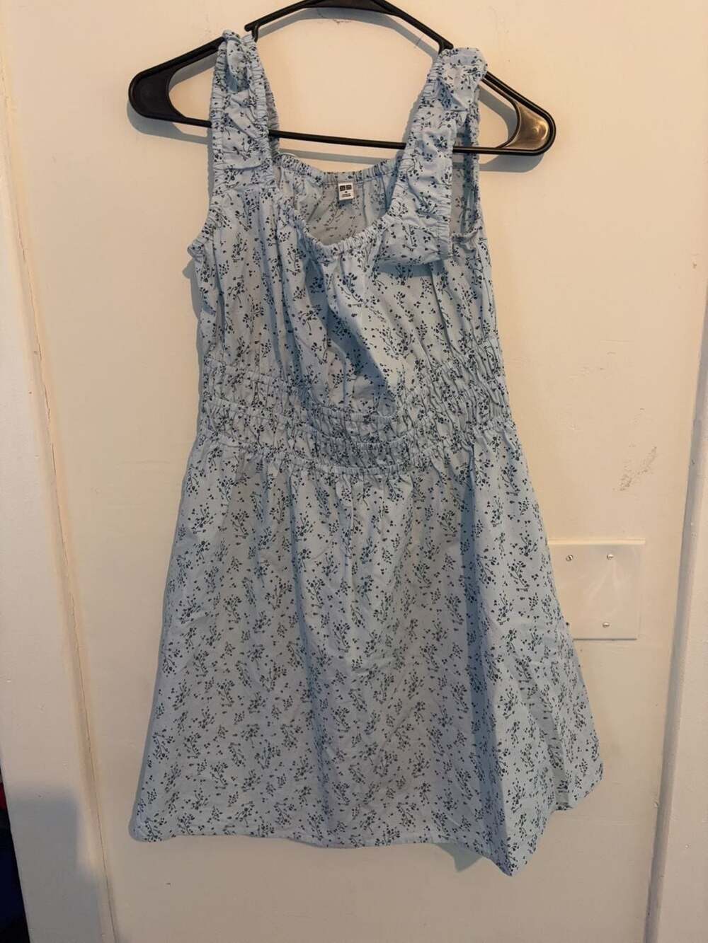 UNIQLO Floral Ruffle Strap Smocked Waist Dress